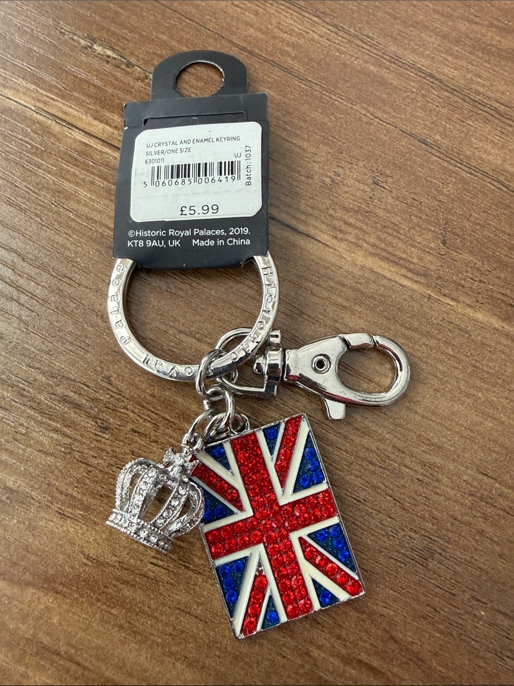 Union Jack Crystal Enamel Keyring - Silver